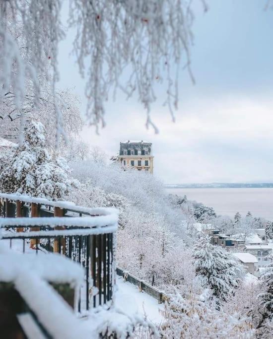 Appartement Avec Vue 180 Sur Le Lac Leman 托农莱班 外观 照片
